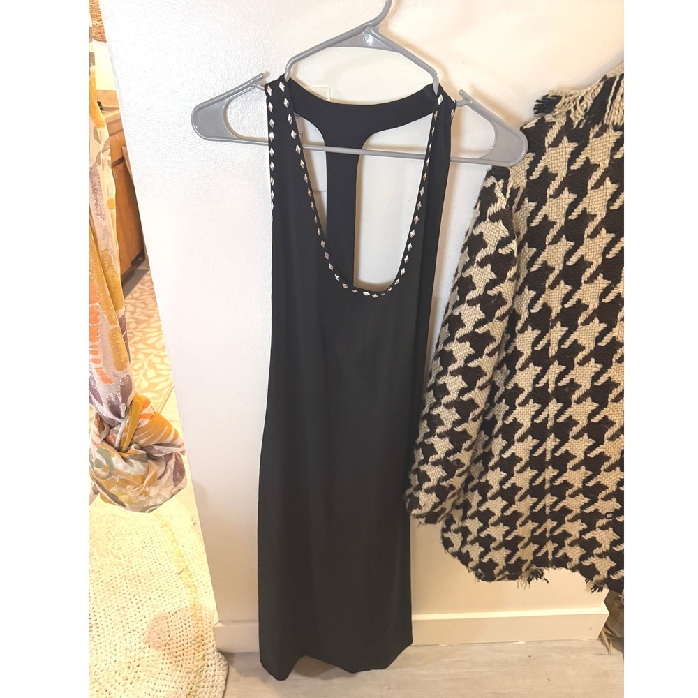 Nasty Gal T Back studded dress goth bikercore metalcore rave dress streetwear Lg